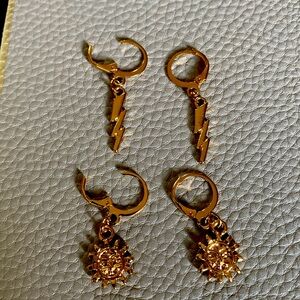 Sun and lightning bolt earings